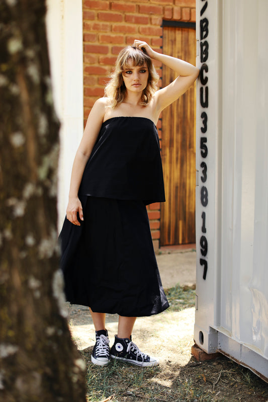 Loosh Danielle Bubble Hem Mini Dress/Skirt Black