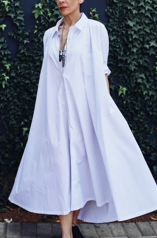Liam Maxi Boyfriend Shirt Dress- White