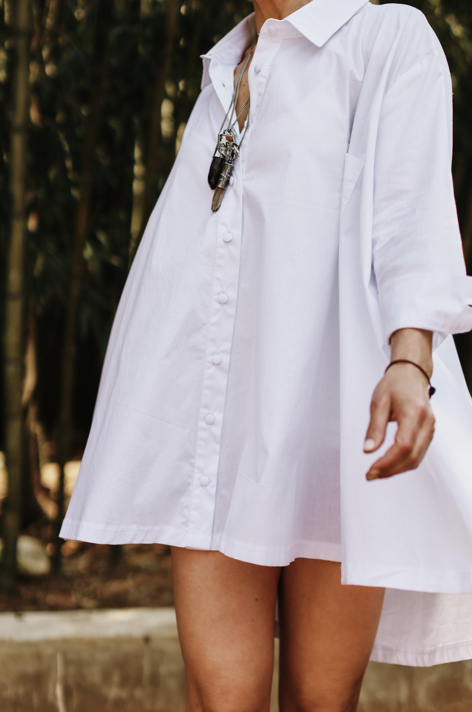 Liam Boyfriend Shirt Mini Dress/Tunic- White