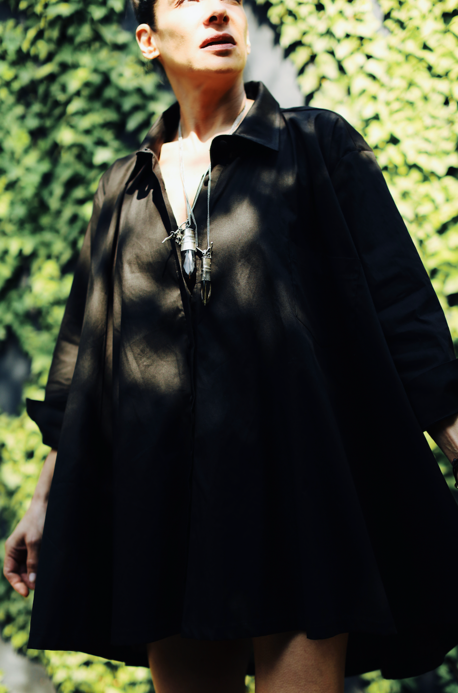 Liam Boyfriend Shirt Mini Dress/Tunic- Black