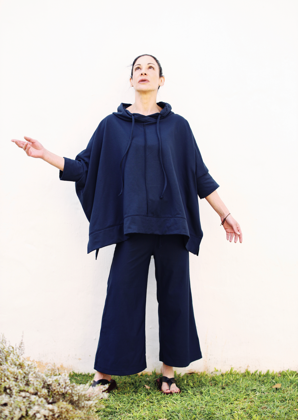 Jill French Terry Funnel Neck Sweatshirt- Navy