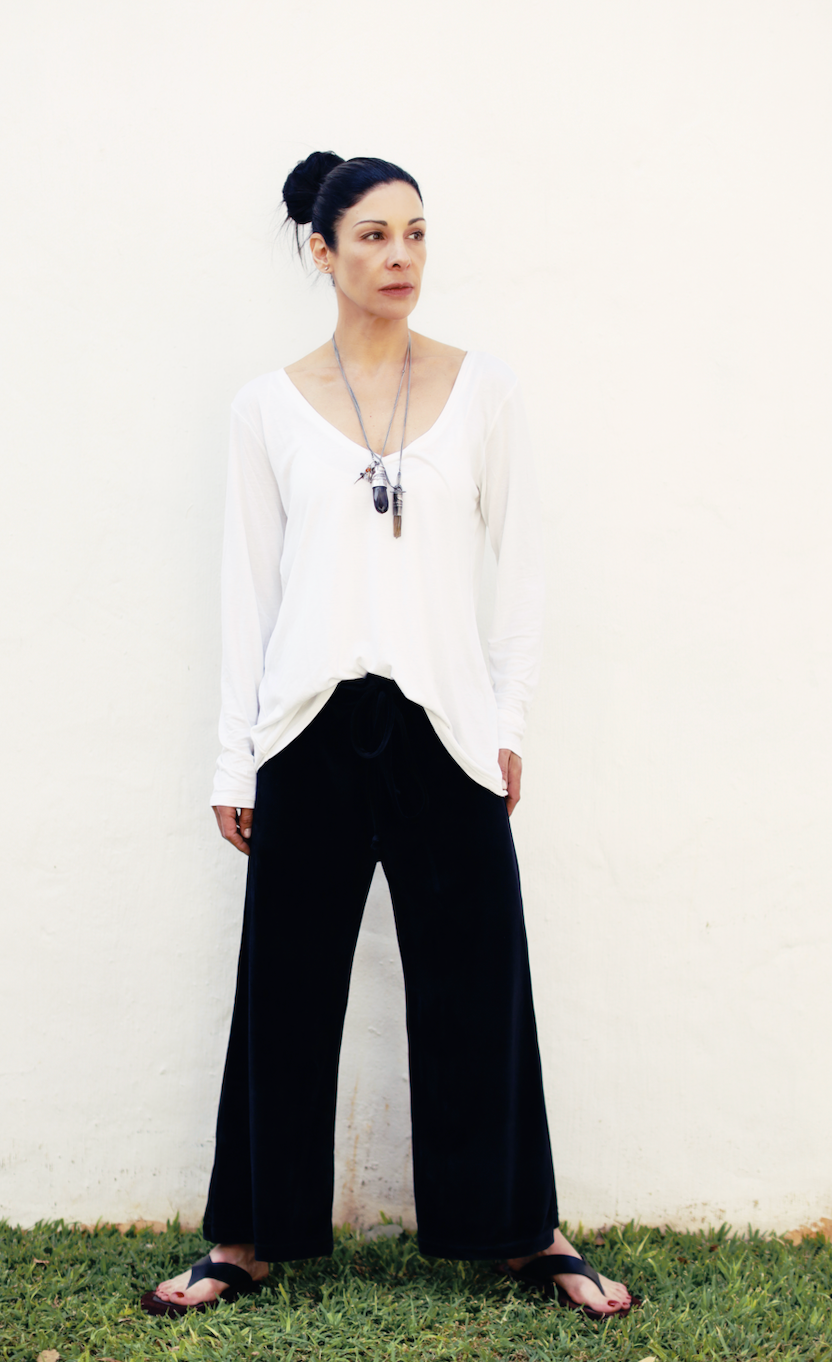Bongi Velvet Stretch Wide Leg, Cropped Pants