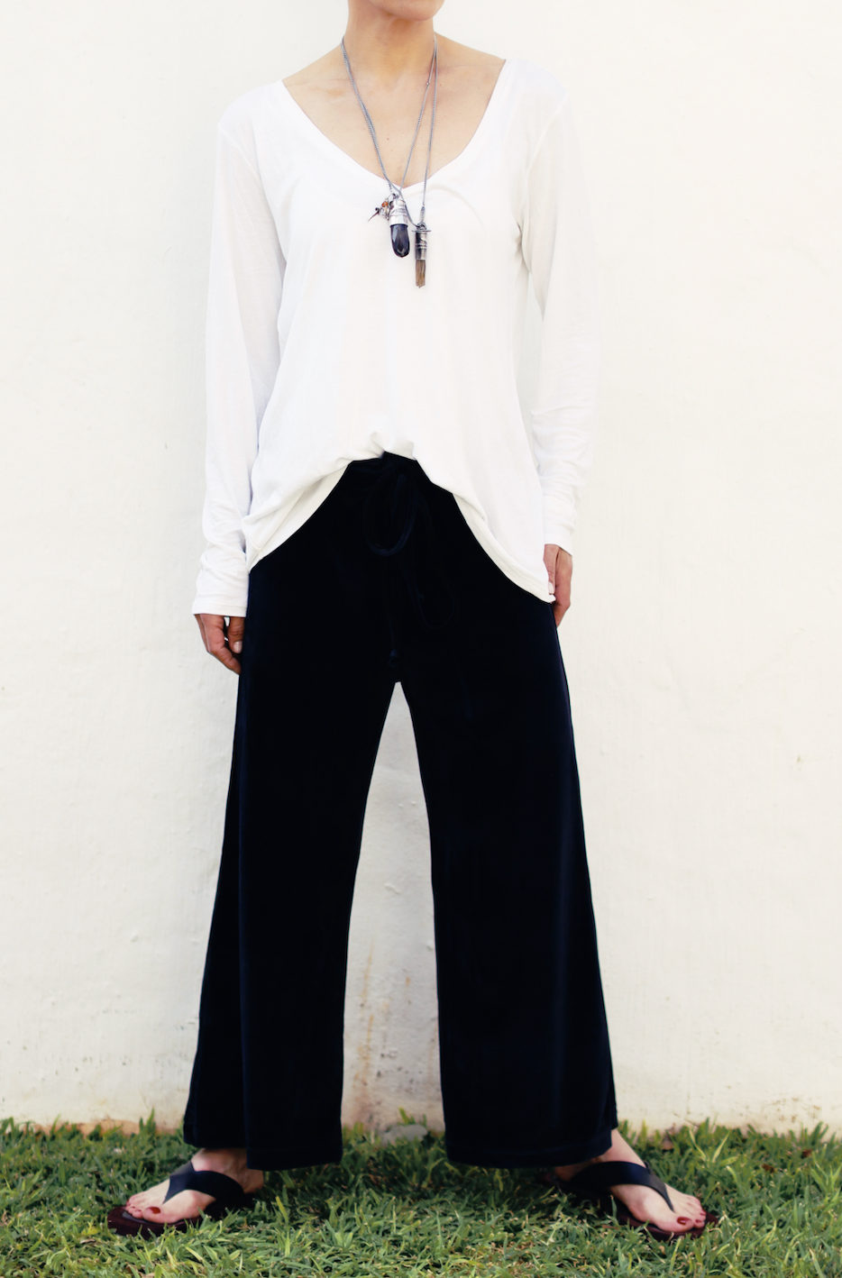 Bongi Velvet Stretch Wide Leg, Cropped Pants