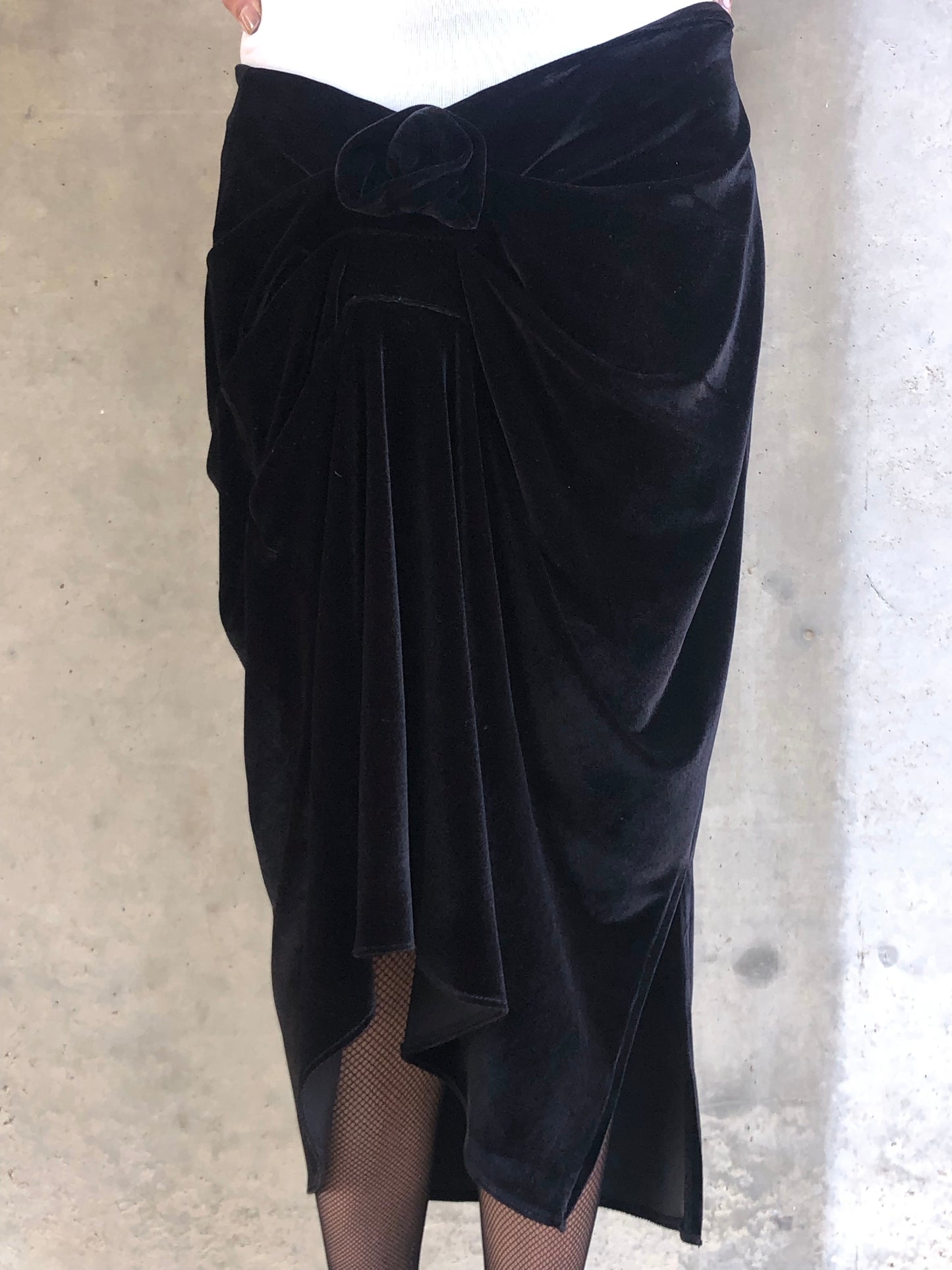 Melina Draped Asymmetric Velvet Skirt