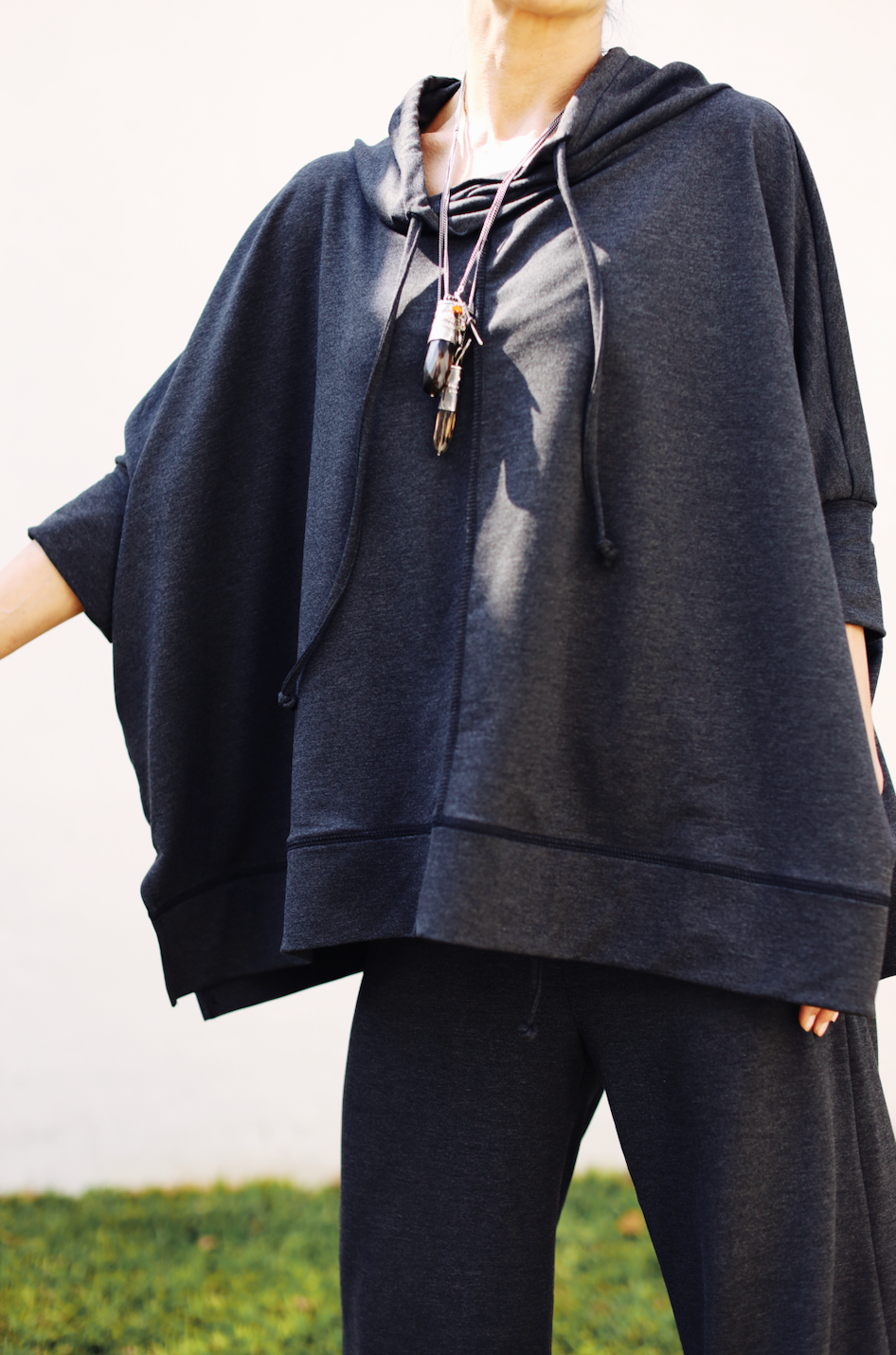 Jill  French Terry Funnel Neck Sweatshirt- Navy