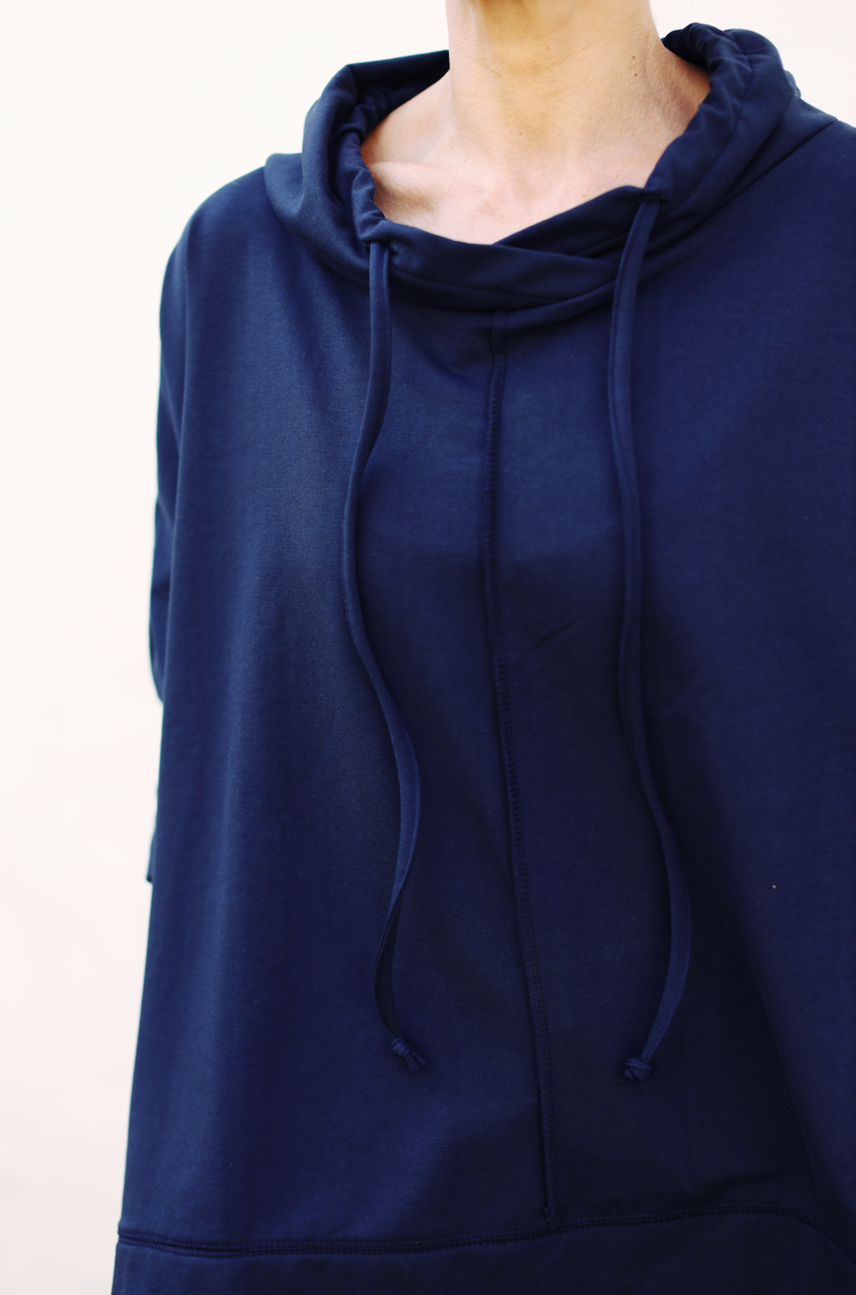 Jill  French Terry Funnel Neck Sweatshirt- Navy