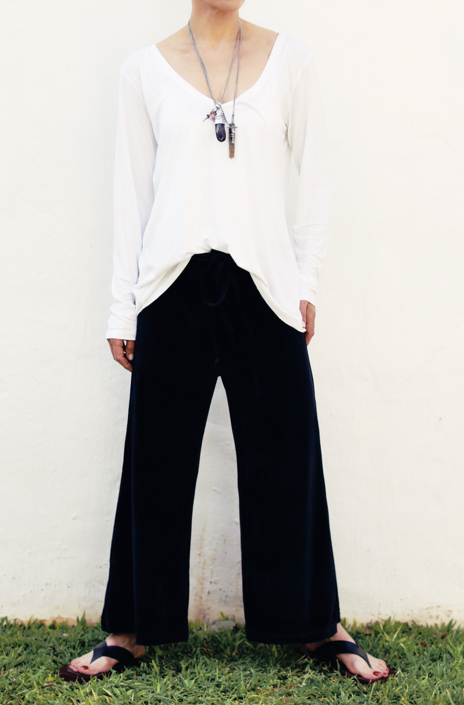 Bongi  Velvet Stretch Wide Leg, Cropped Pants